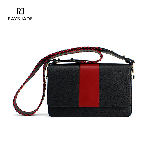 Red Striped Leather Shoulder Bag(RX2176)